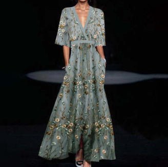 Women's Elegant Jumpsuit with Floral Print – V-Neck & Wide Legs for Summer Chic