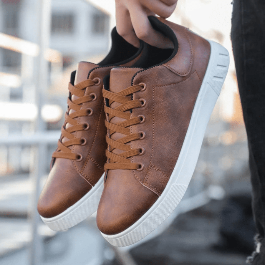 Men's Sneakers - Stylish Elegant Leather Casual Shoes for Daily Use