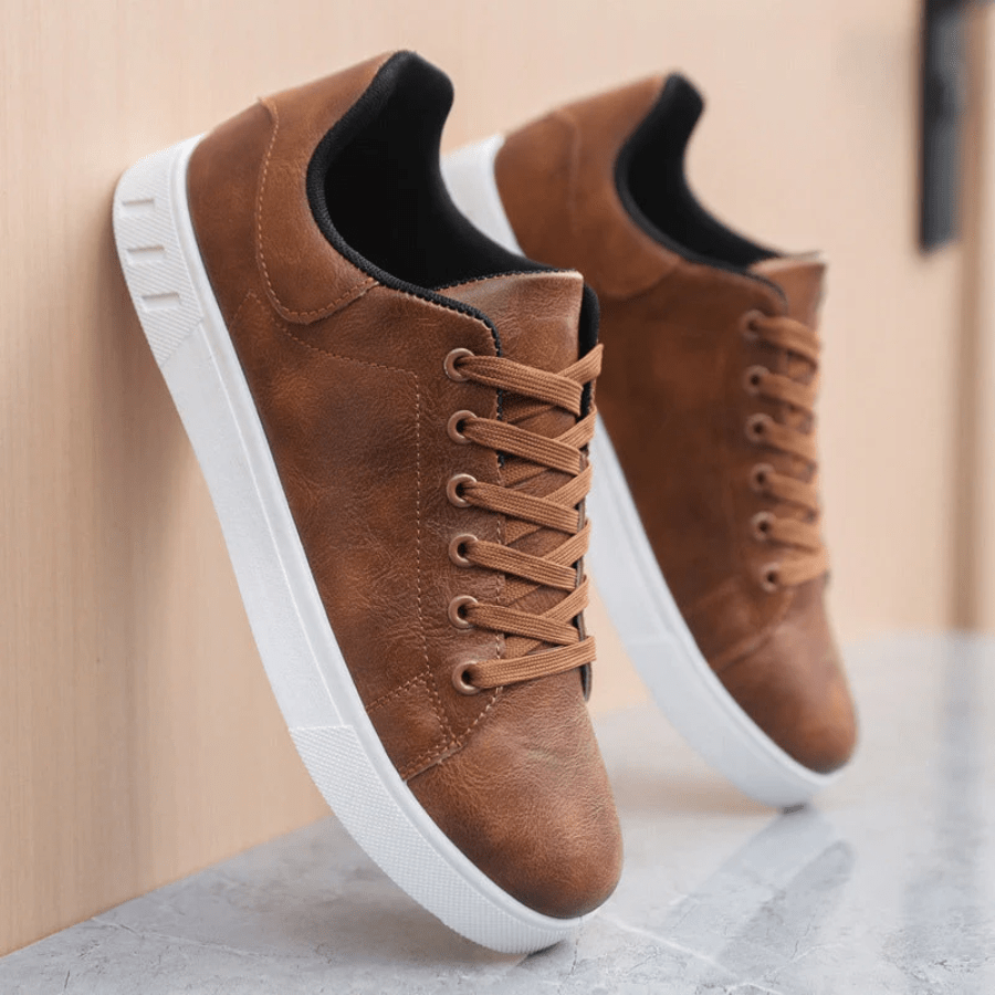 Men's Sneakers - Stylish Elegant Leather Casual Shoes for Daily Use