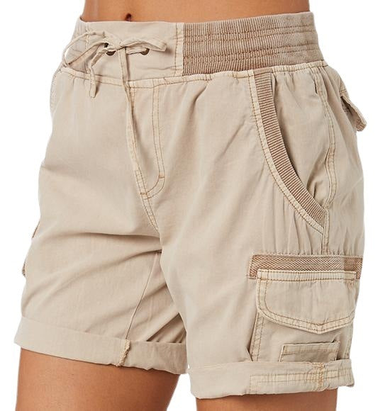 Women's Cargo Shorts with Comfortable Waistband and Pockets