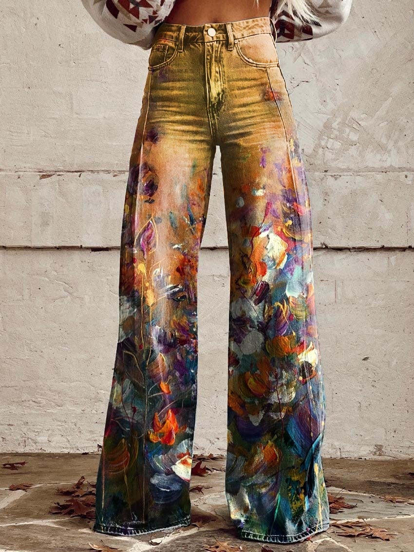 Jenny – Wide Women's Pants with 3D Digital Print