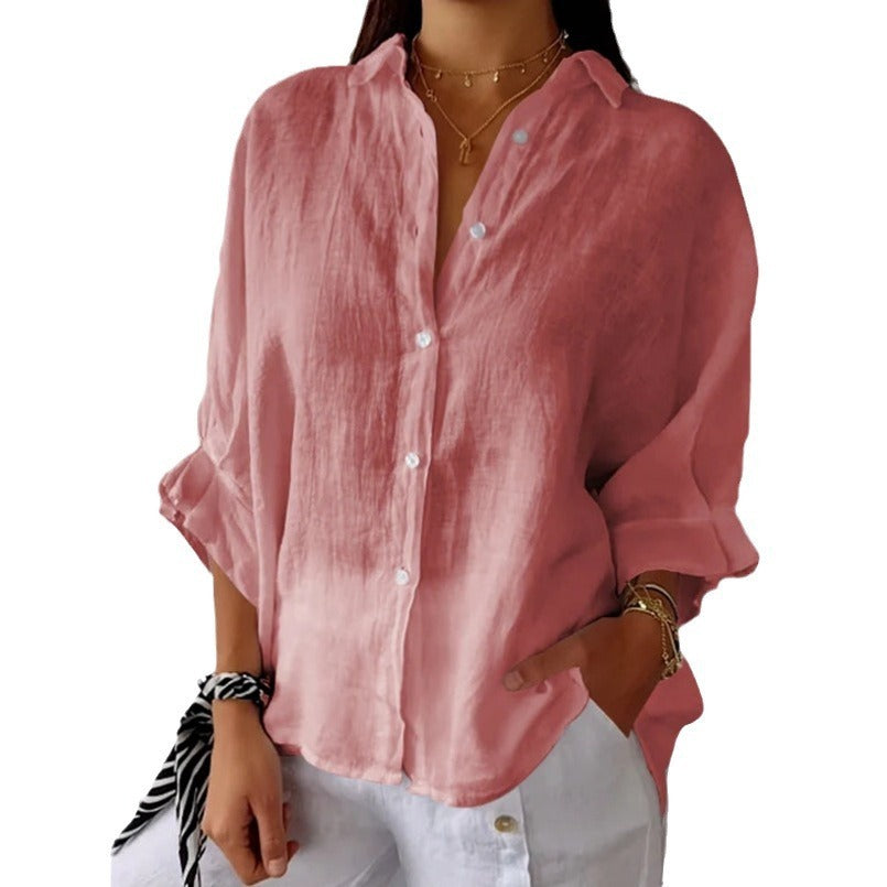 Falling ladies blouse with long sleeves – stylish button-down shirt and tunic top for every day
