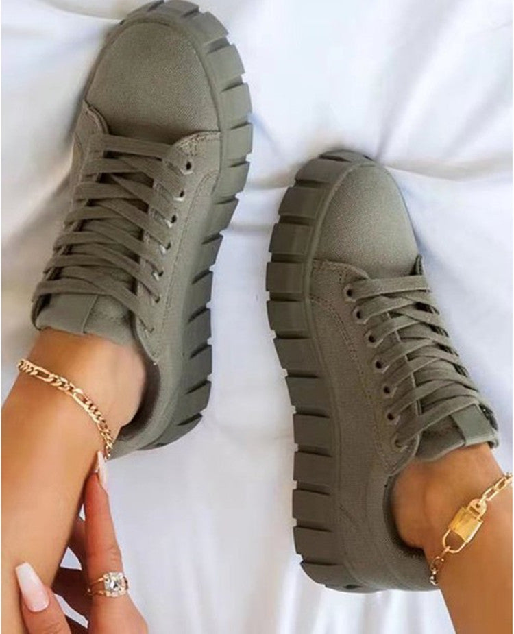 Holly – Thick Sole Lace Canvas Shoes