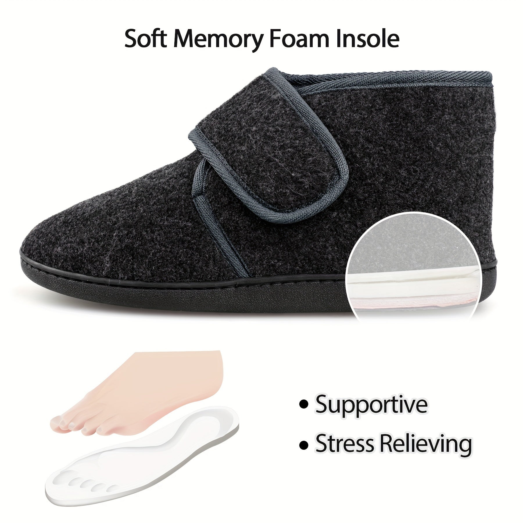 Men's Slippers with Ankle Strap and Velcro Closure – Comfortable Vintage House Shoes for Daily Use