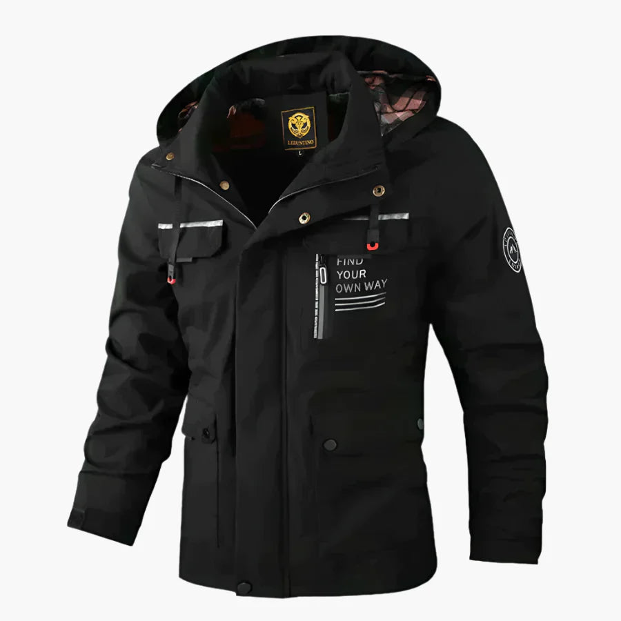Men's Winter Outdoor Jacket – Windproof & Waterproof – Stylish Muller Jacket with Hood and Practical Pockets