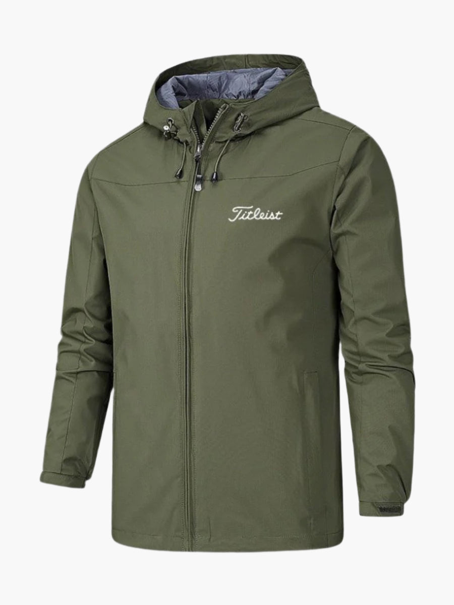 Men's windbreaker with hood – lightweight sports jacket for golf and outdoor activities