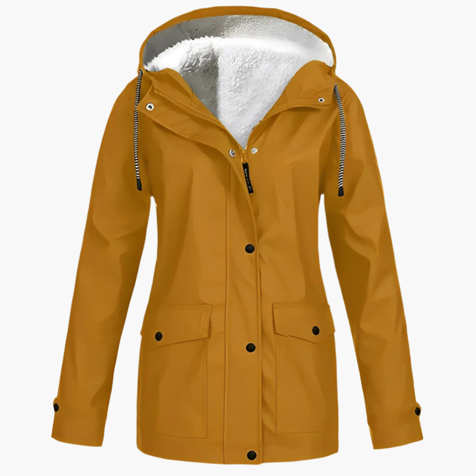 Women's Waterproof Winter Jacket with Fleece Lining – Fashionable Raincoat for Cold Days