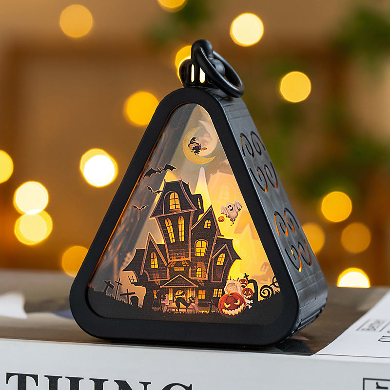 Halloween Decorative Lantern Triangular - Atmospheric Table Lamp for Halloween Party & Decoration