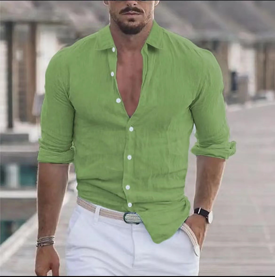 Men's Casual Shirt with Long Sleeves – Perfect for Summer and Vacation