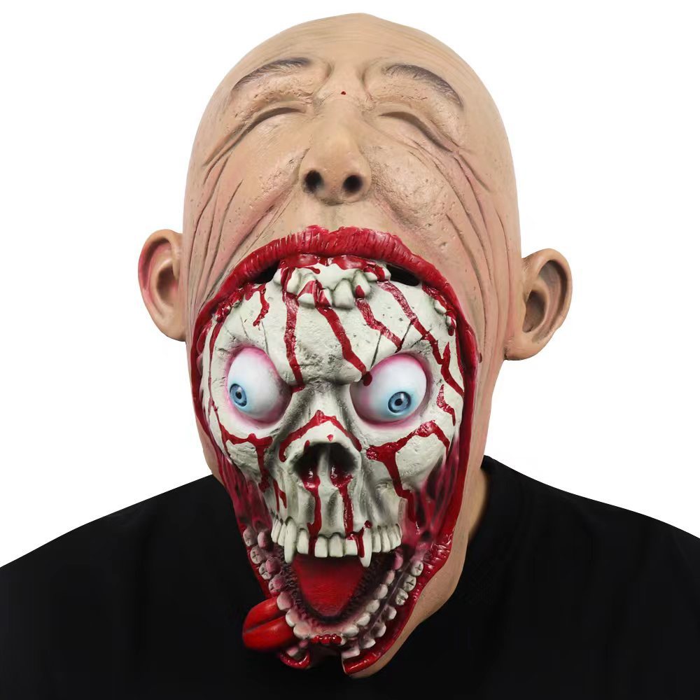Halloween Latex Mask Large Mouth Horror Adults – Creepy Costume Accessory