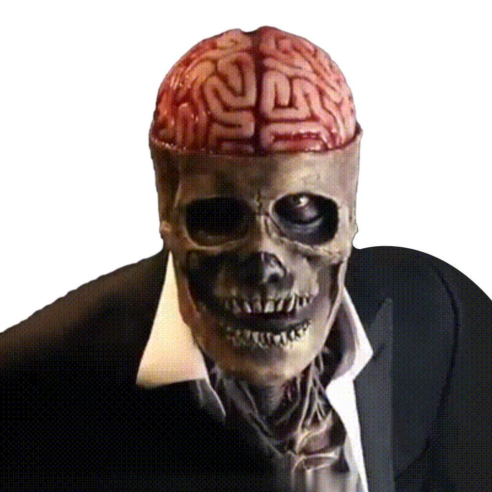Halloween Brain Skull Mask with Hat – Unisex Funny and Creepy Costume Accessory
