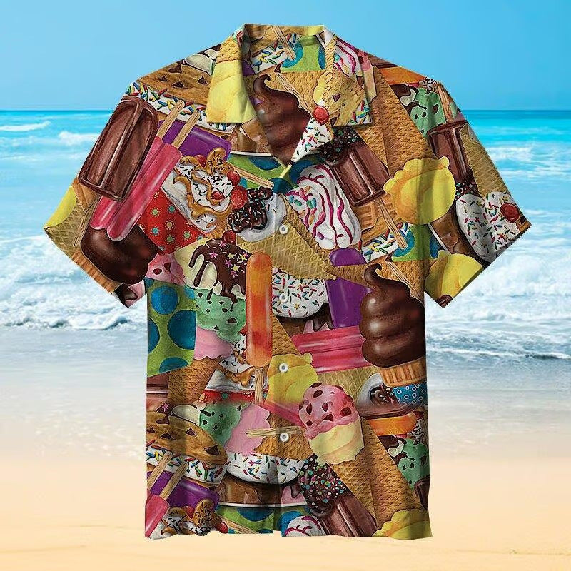Men's Hawaii Shirt with Retro Ice Design – Summer Style with Nostalgic Print