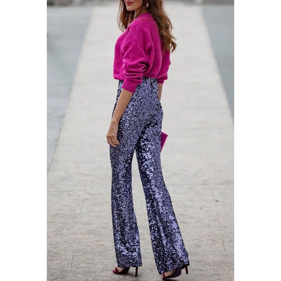 Tara – Sequin Clothing with Elastic Waist and Flared Legs
