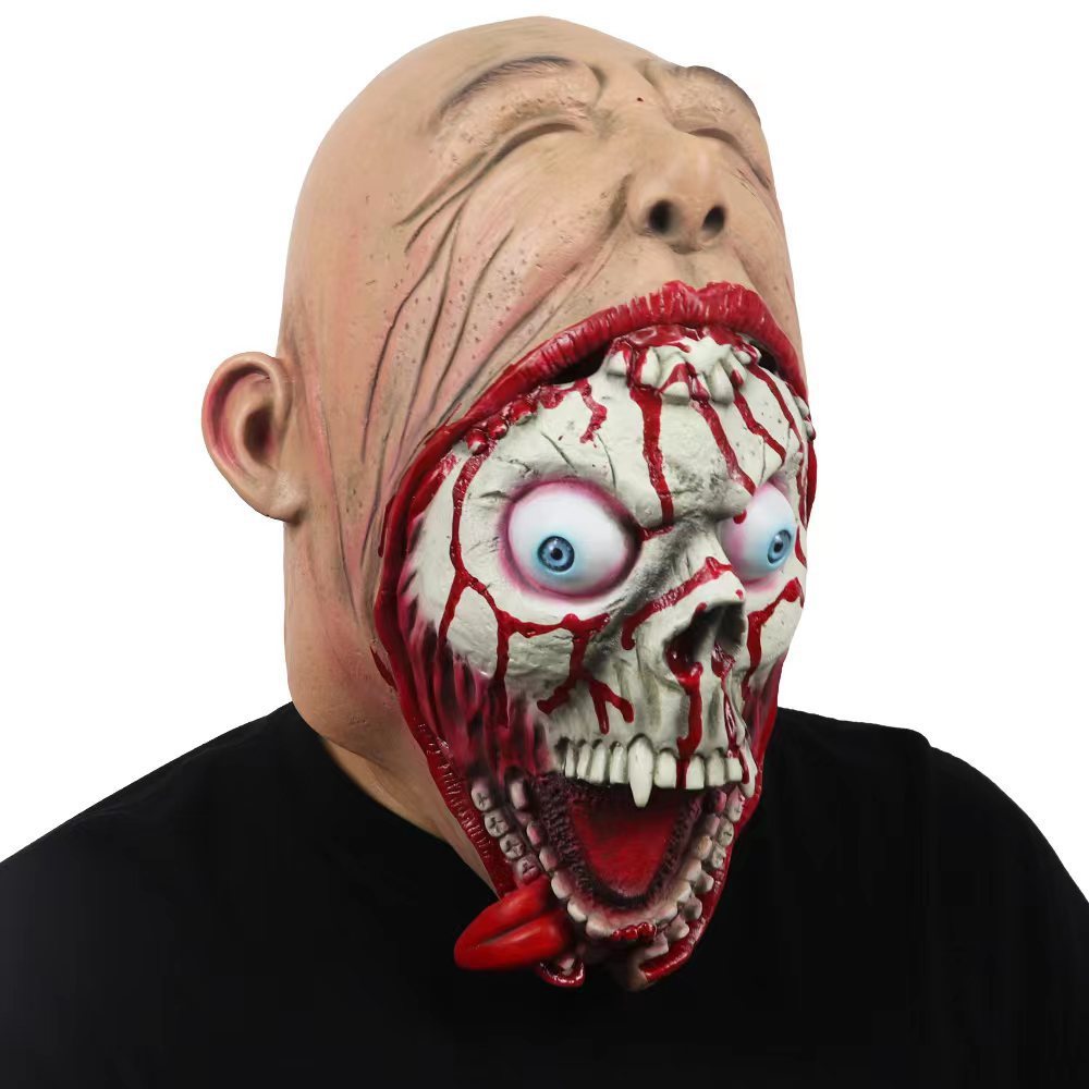 Halloween Latex Mask Large Mouth Horror Adults – Creepy Costume Accessory