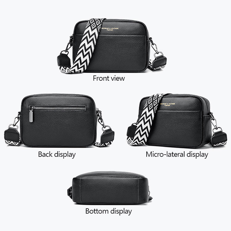 Hayley – Shoulder bag with Rhombus Embroidered Wide Shoulder Strap