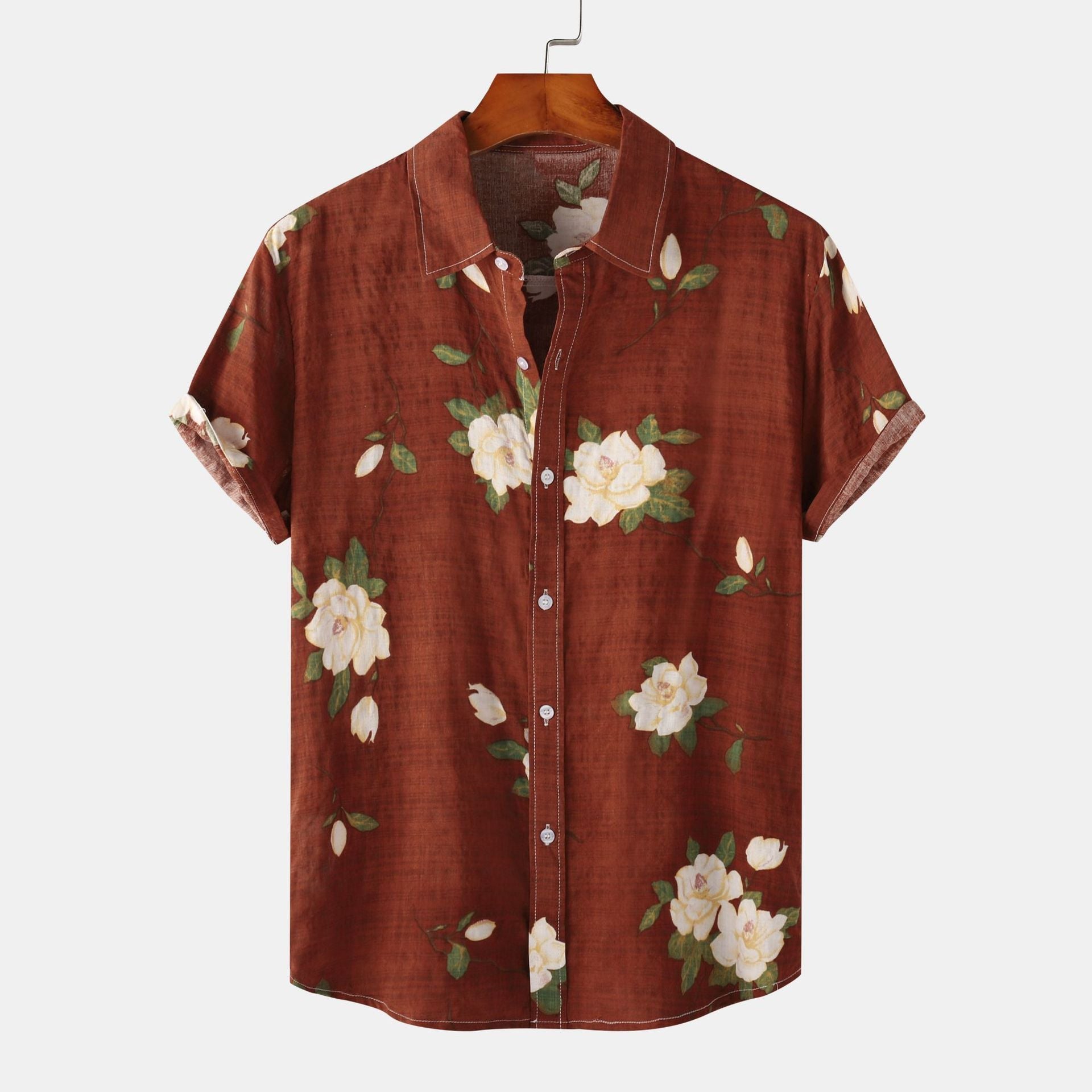 Men's Short Sleeve Shirt with Floral Print – Casual Style for Summer and Vacation