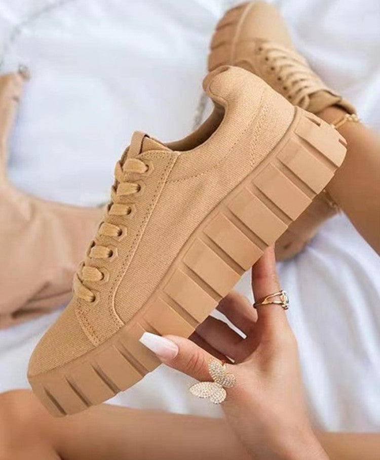 Holly – Thick Sole Lace Canvas Shoes