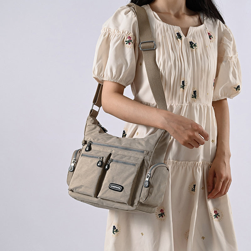 Women's multifunctional shoulder bag with zip pockets – ideal for daily use