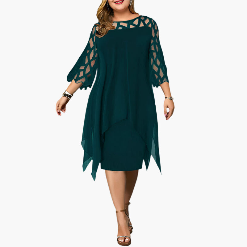 Ladies Plus Size Chic Midi Dress with Lace and Modern Style – Perfect for Festive Occasions