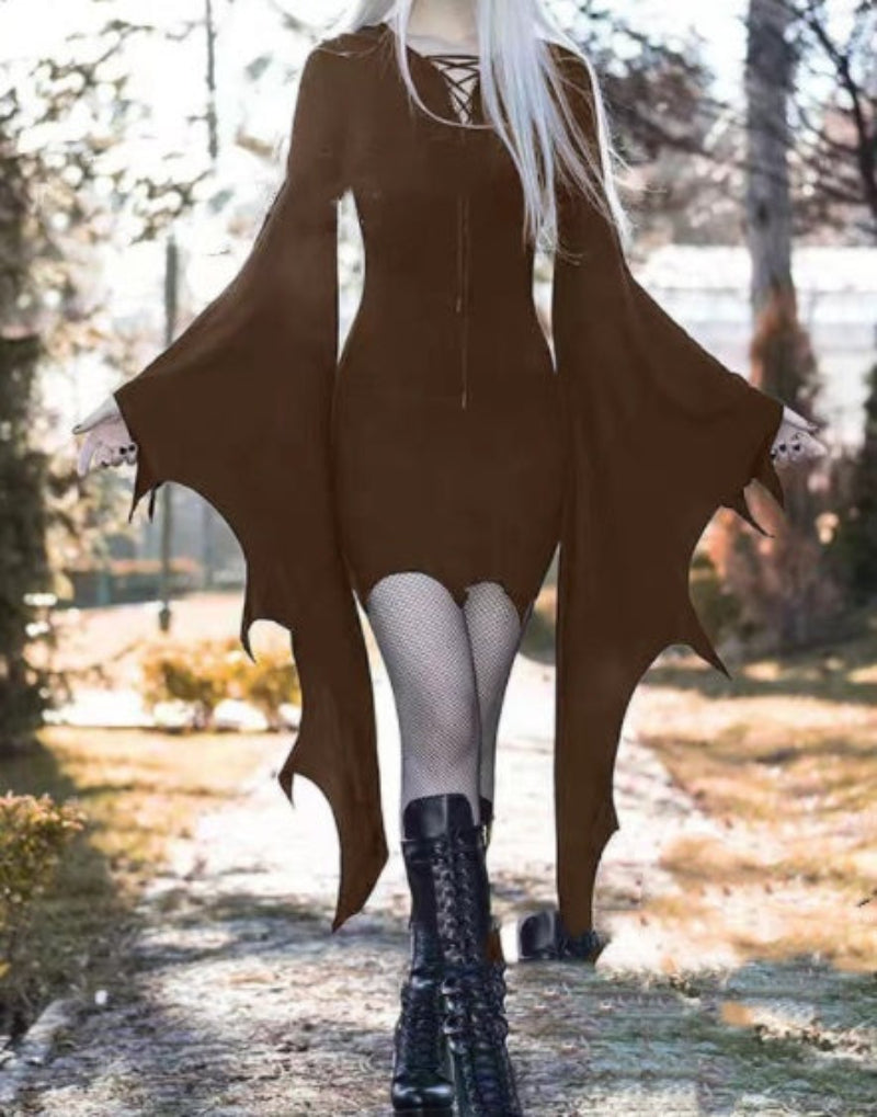 Women's Halloween Costume Dress – Gothic Bat Style for Party, Cosplay & Trick-or-Treat
