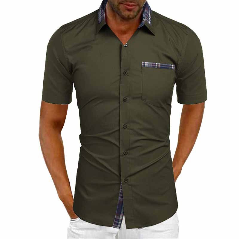 Men's Casual Shirt with Short Sleeve and Contrasting Details – Fashionable and Comfortable for Summer and Leisure Time