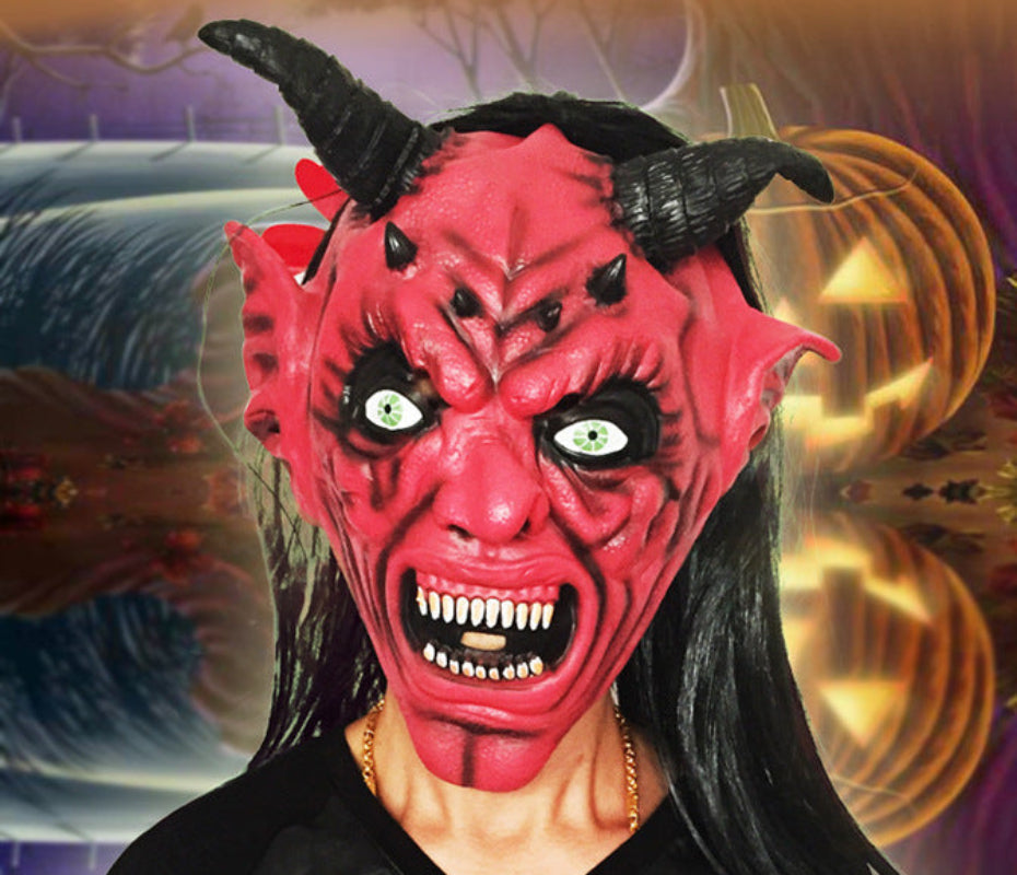 Halloween Devil Mask Latex Adults – Funny & Scary Costume for Party and Decoration