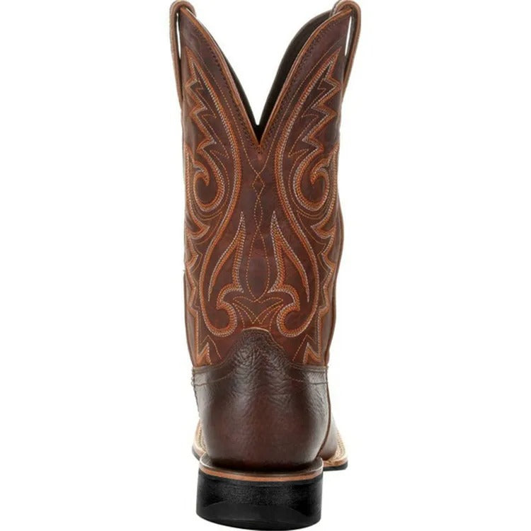 Men's cowboy boot – classic western boot with decorative stitching and block heel