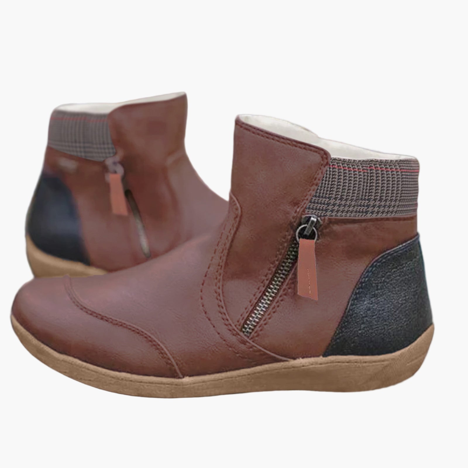Women's Orthopedic Ankle Boots with Double Zipper – Comfortable Fashion Boots for Daily Use