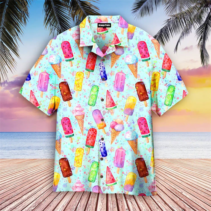 Men's Hawaii Shirt with Retro Ice Design – Summer Style with Nostalgic Print