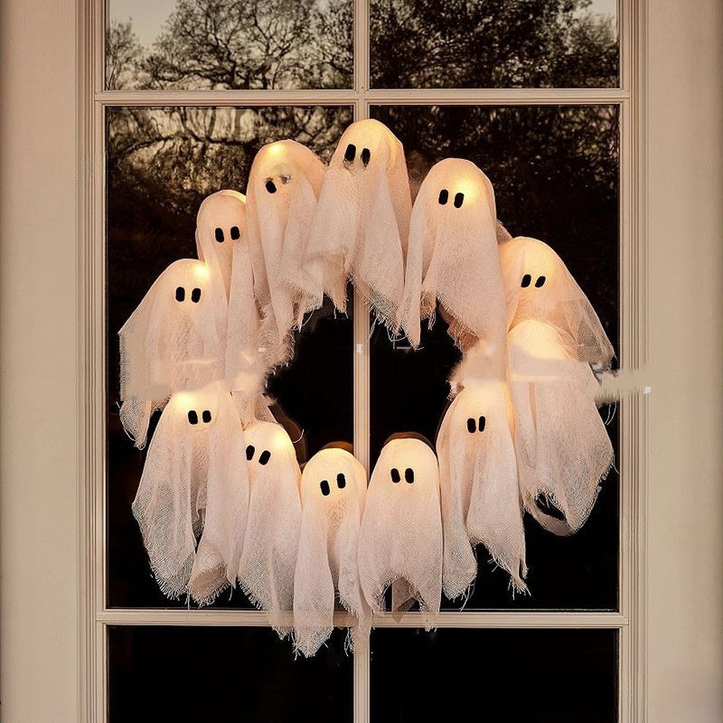 Halloween Spooky Ghost Wreath Decoration for Party and Door