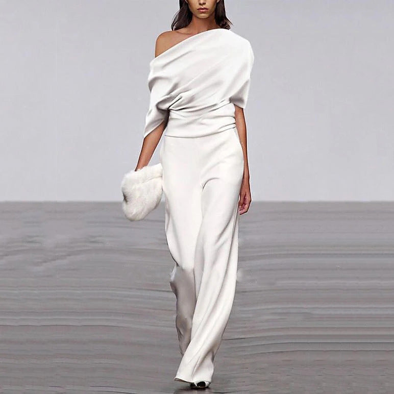 Ladies Elegant Off-Shoulder Jumpsuit – Chic Evening Look with Modern Flair
