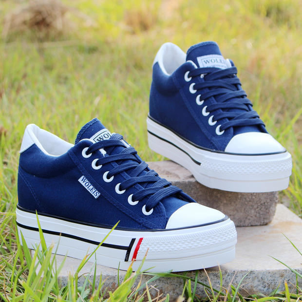 Abigail – Canvas Platform Sneakers in White