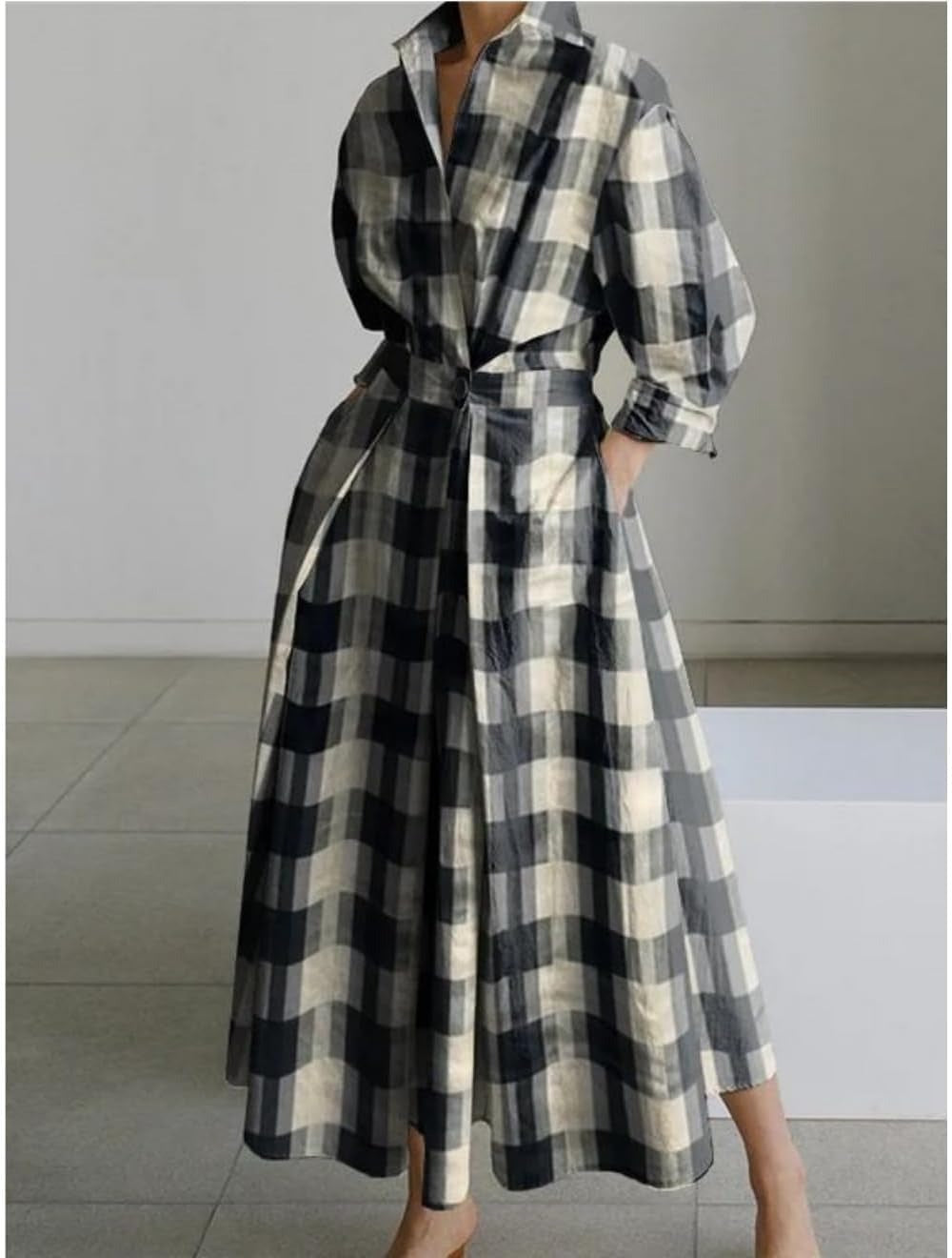 Women's Long Dress with Stylish Print and Elegant Fit