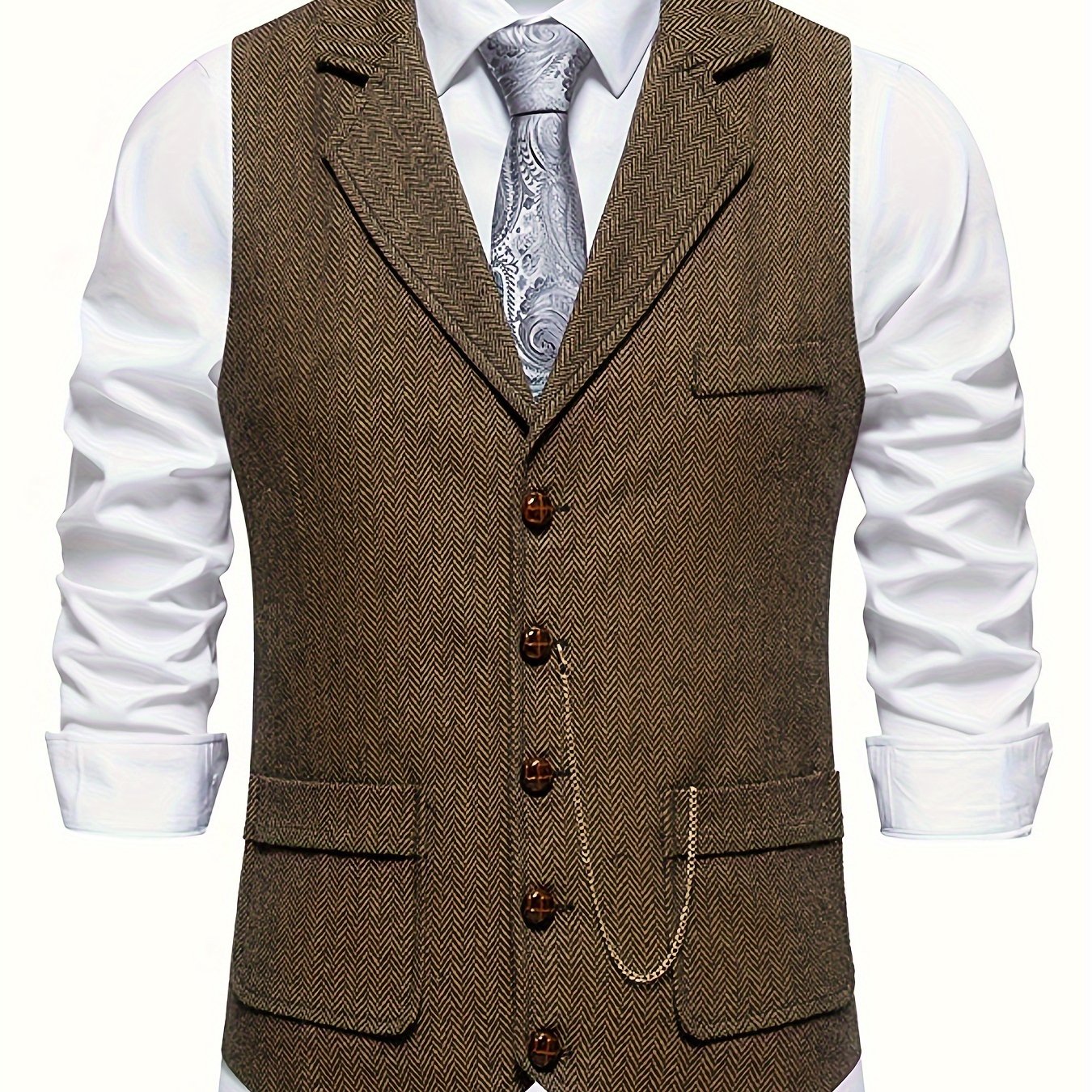 Men's Vest Retro Style Business Chic – Vest with Notched Collar