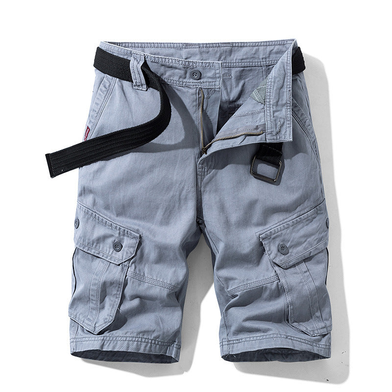Men's Cargo Shorts with Belt – Functional Short Pants with Pockets and Zipper Closure