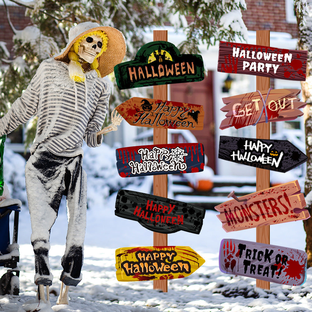 Halloween Signpost Decoration Set for Party & Trick-or-Treat - 10 Pieces