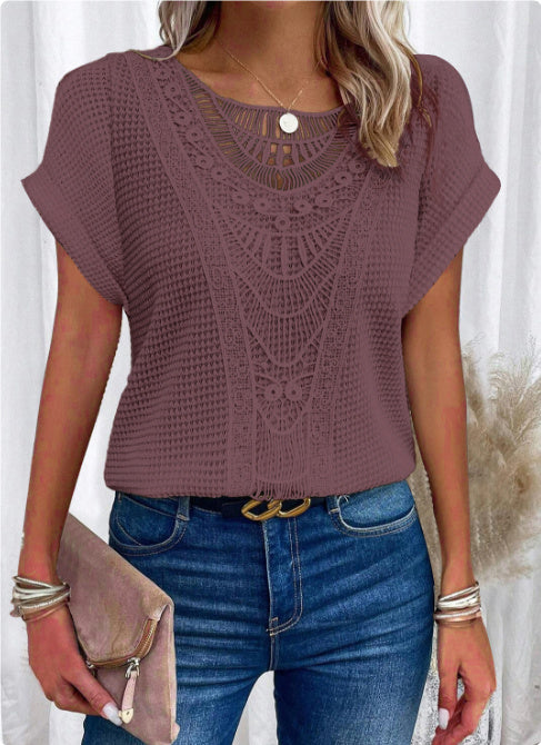 Adele – Hollow Out Short Sleeve T-shirt
