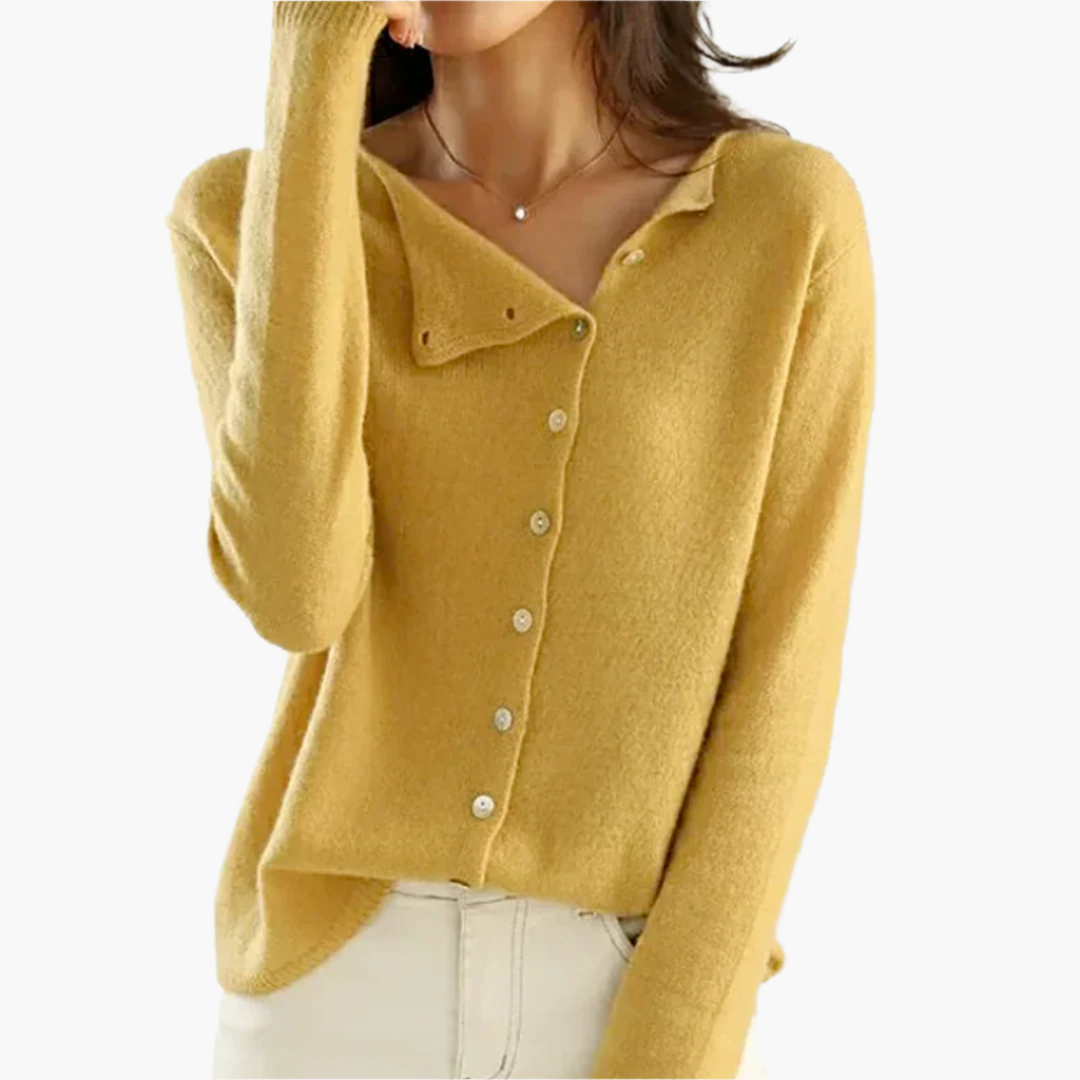 Women's Casual Cardigan with Asymmetrical Button Closure – Comfortable Style for Every Occasion
