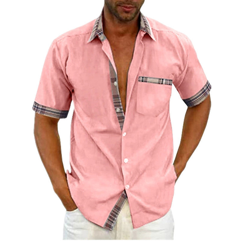 Men's Casual Shirt with Short Sleeve and Contrasting Details – Fashionable and Comfortable for Summer and Leisure Time