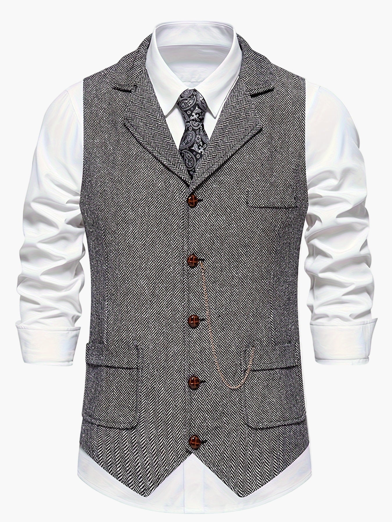 Men's Vest Retro Style Business Chic – Vest with Notched Collar
