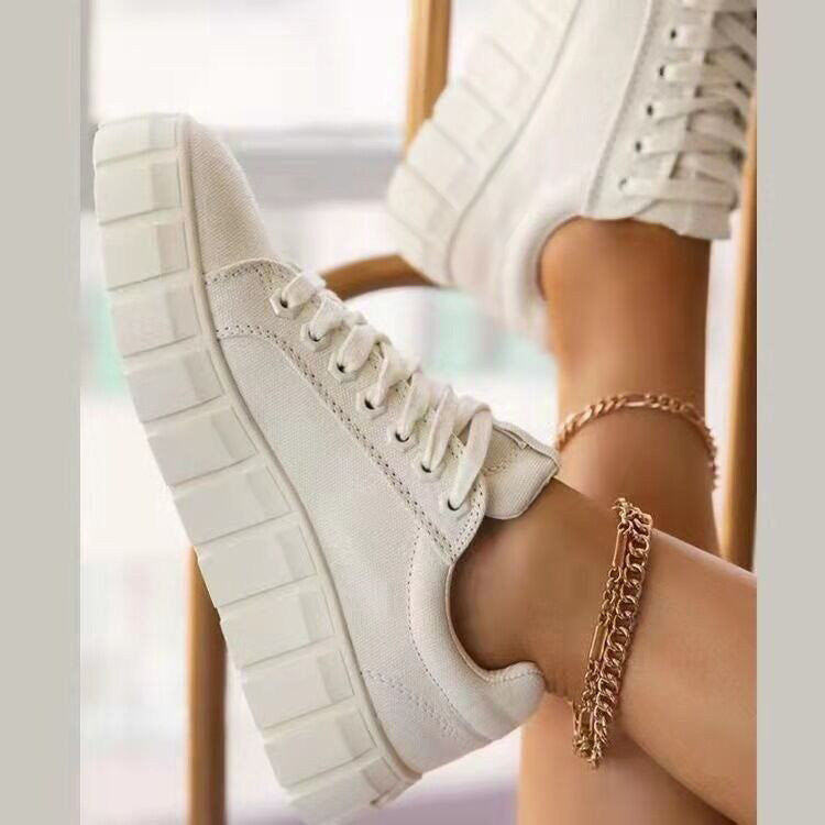 Holly – Thick Sole Lace Canvas Shoes
