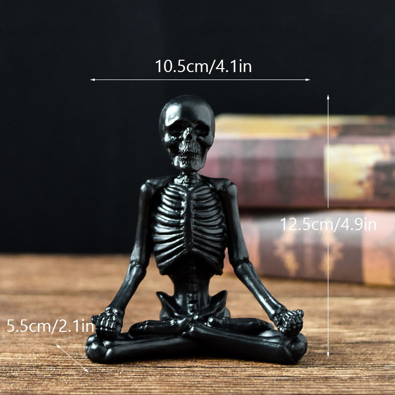 Halloween Decoration Figurines Skeleton Yoga Set – Funny Skull Figurines for Halloween Party, Trick-or-Treat & Spooky Atmosphere