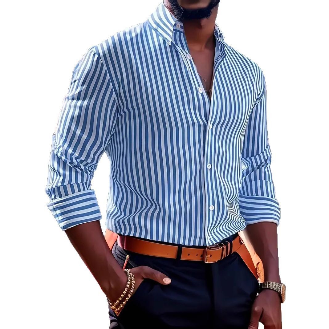 Men's Stylish Striped Shirt Slim Fit – Business & Casual