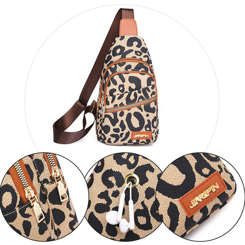 Natalie – Leopard Print Shoulder Bag with Headphone Jack