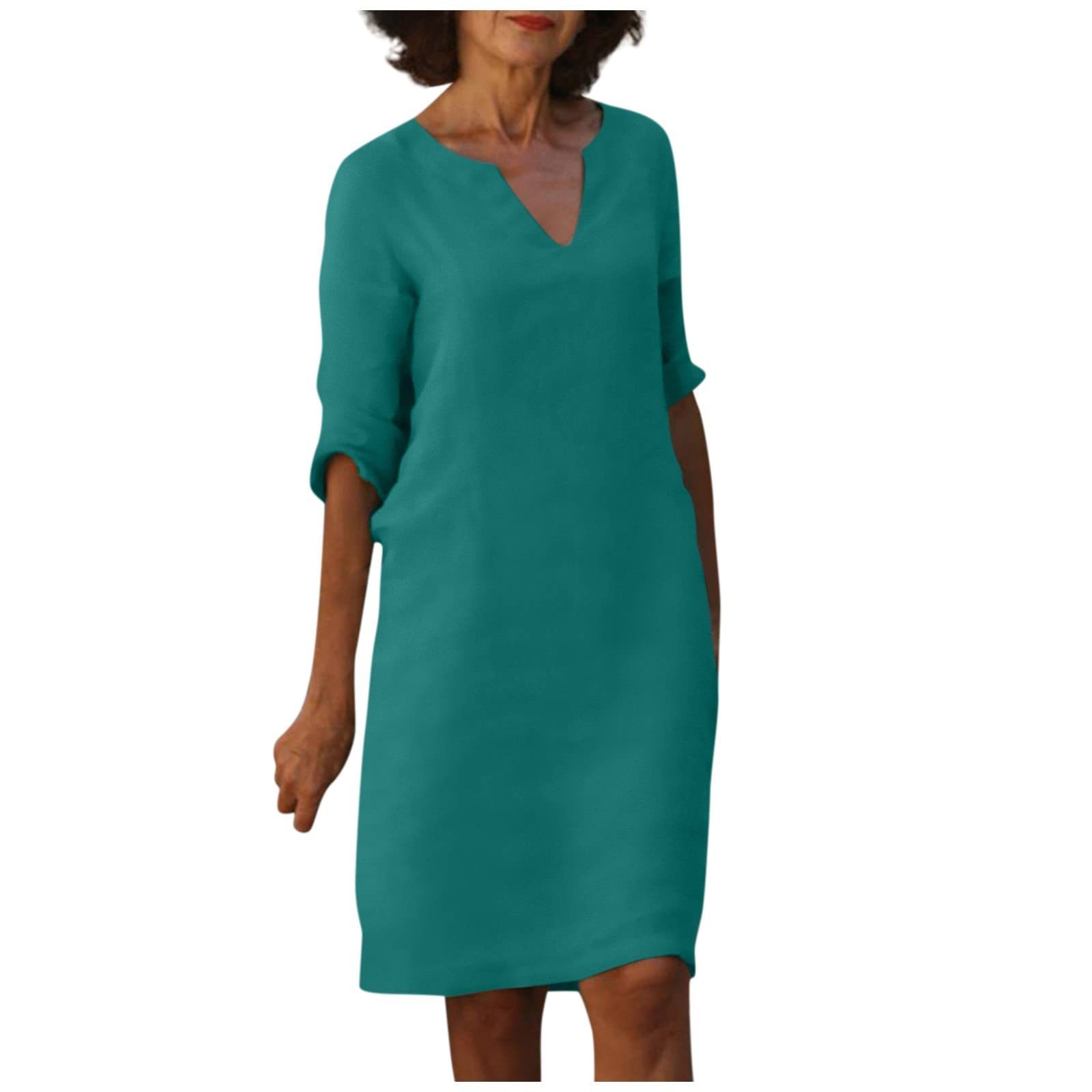 Women's casual dress with V-neck and 3/4 sleeves – Comfortable and stylish for daily use