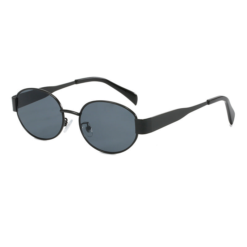 Pamela – Retro Oval Sunglasses with Metal Frame