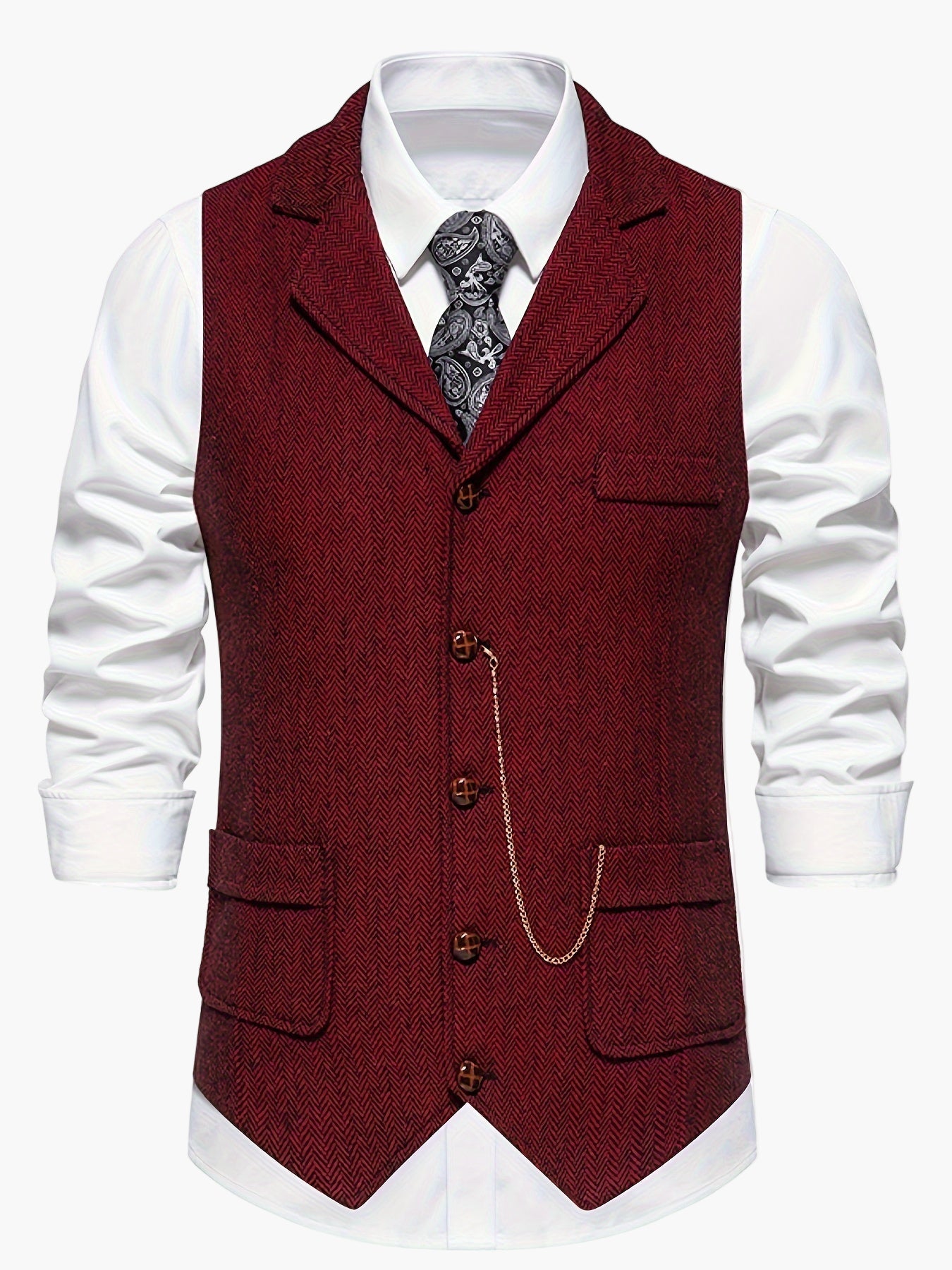 Men's Vest Retro Style Business Chic – Vest with Notched Collar