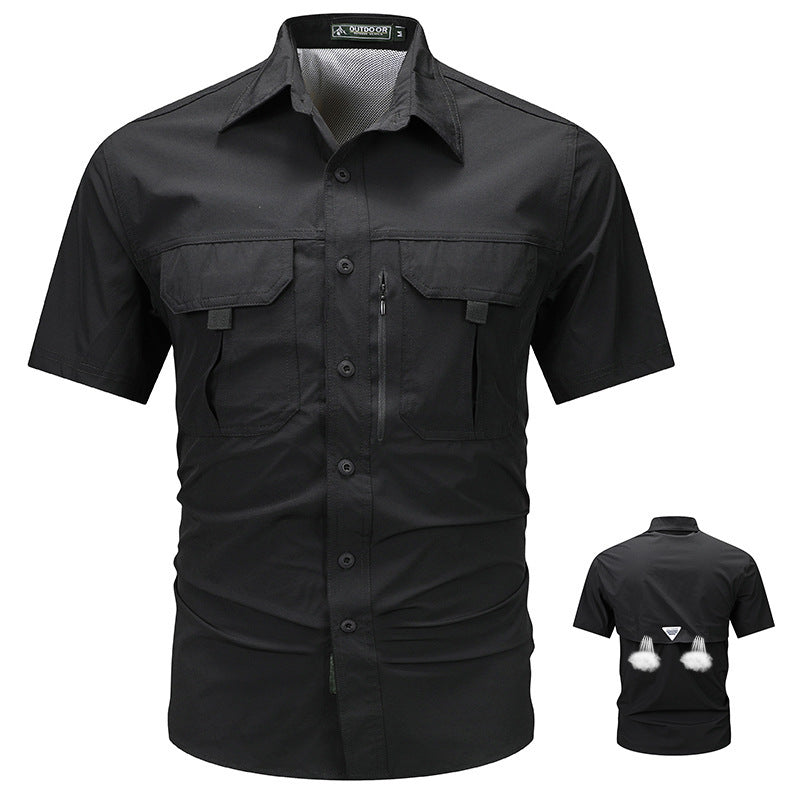 Men's Outdoor Short Sleeve Shirt with Functional Pockets – Ideal for Active Days