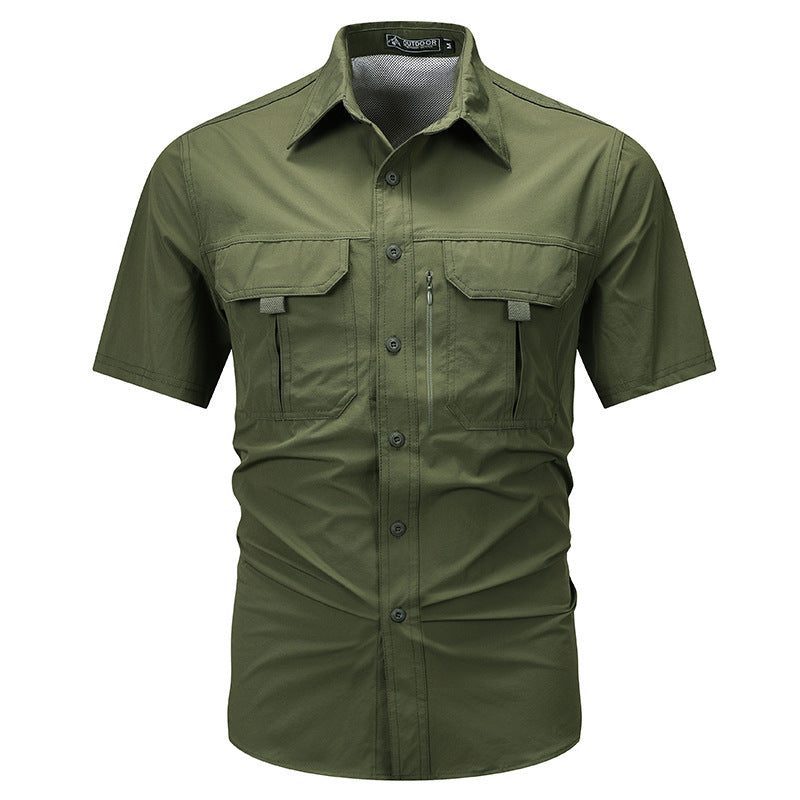 Men's Outdoor Short Sleeve Shirt with Functional Pockets – Ideal for Active Days