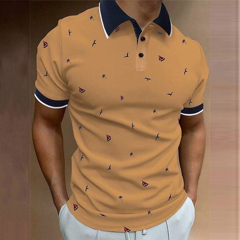 Neville – Short Sleeve Street Style Shirt with Sailboat Print